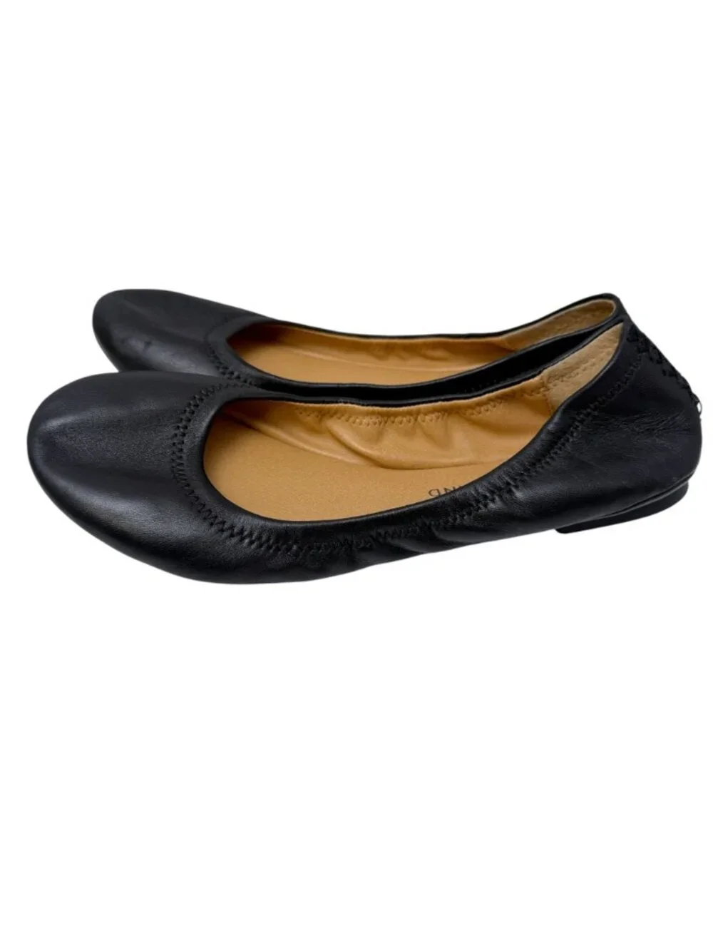 Lucky Brand Ballet Flats 7.5 Wide Black Leather Round Toe Womens Emmie Shoes